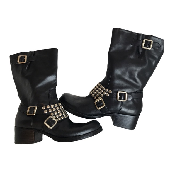 BCBGeneration Halen Black Stud Buckle Zipper Boot - Picture 7 of 12